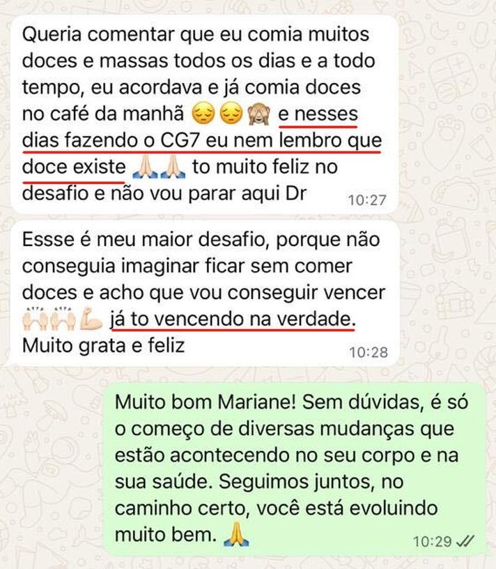 Print da conversa com a Mariane no WhatsApp, com a resposta do Thiago