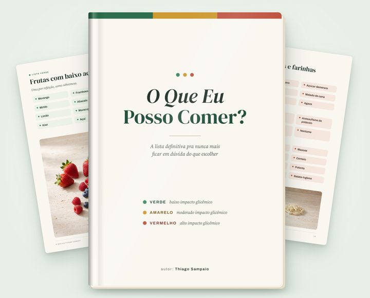 Capa e duas páginas de dentro do e-book O Que Eu Posso Comer?