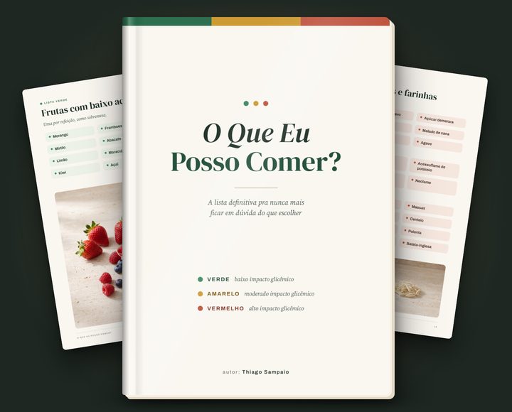 Capa e duas páginas de dentro do e-book O Que Eu Posso Comer?